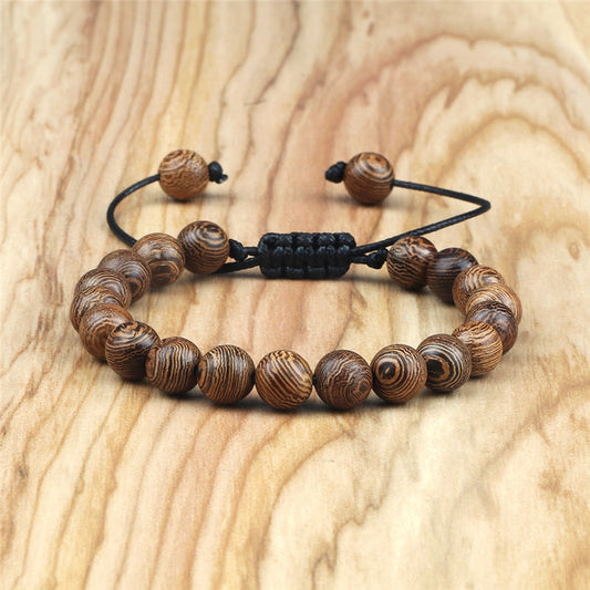 New Natural Wood Braided Men and women Bracelets (8mm)