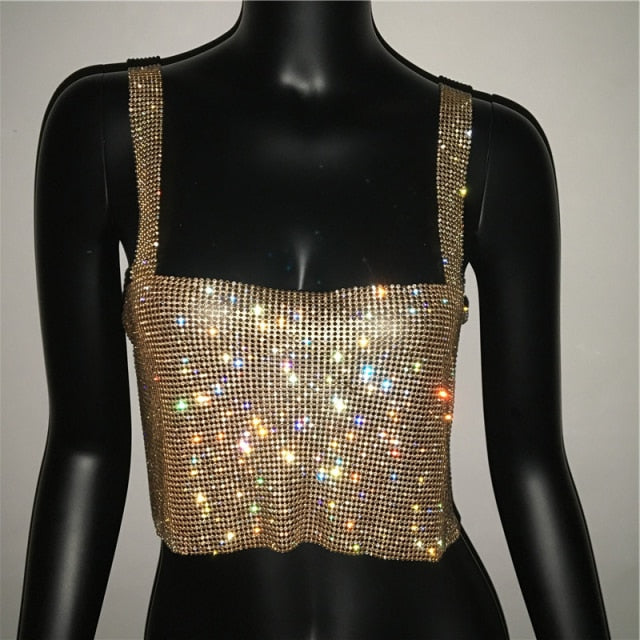 Rhinestone Party Backless Crop Top (2022)